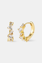 Iced Mix Stone Hoop Earrings - 10mm - Gold