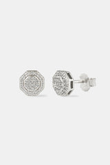 Iced CZ Shape Stud Earrings - 8mm