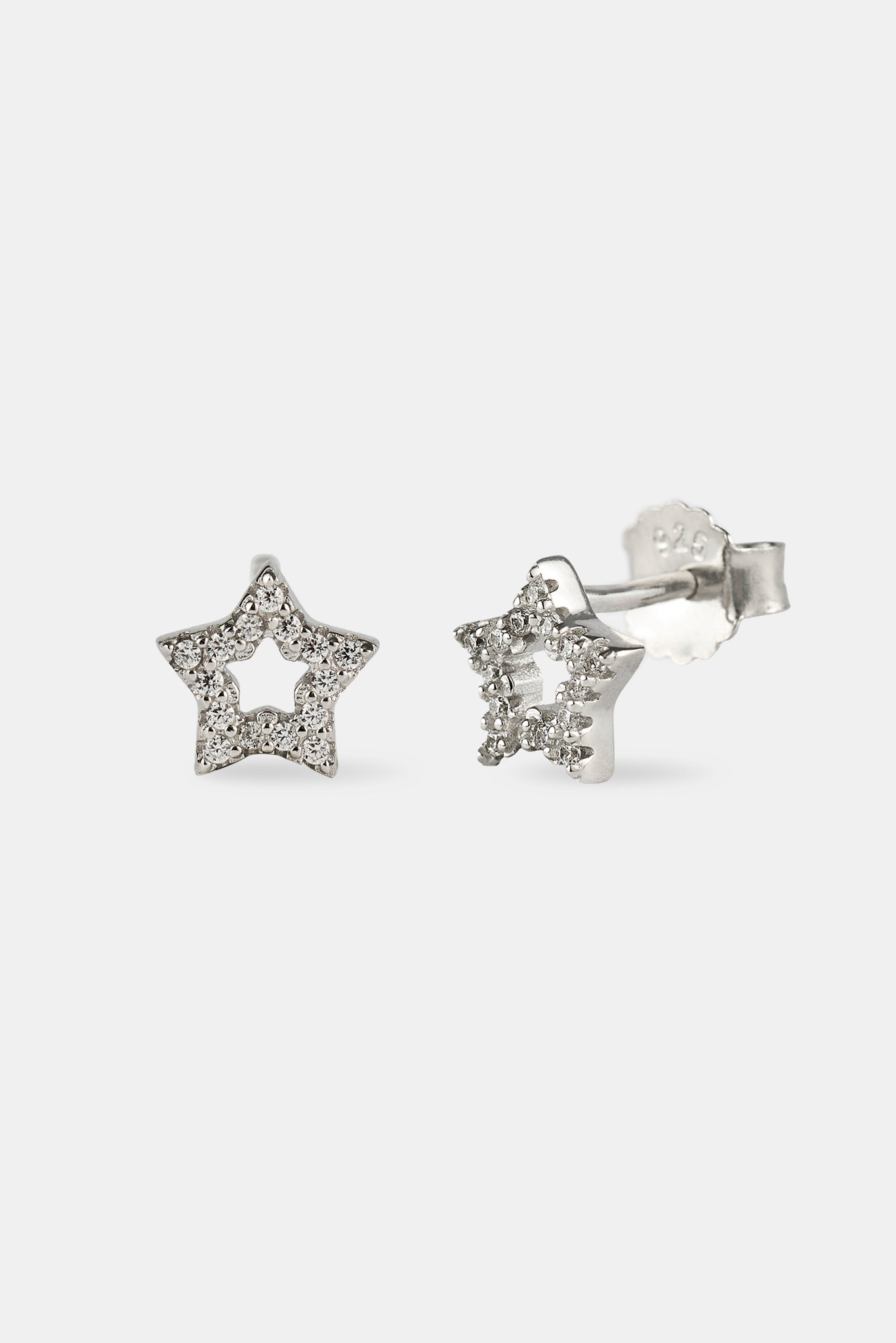 Iced Star Outline Stud Earrings - 6mm
