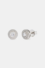 Iced Stone & Pave Round Stud Earrings - 8mm