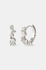 Iced Mix Stone Hoop Earrings - 10mm - White