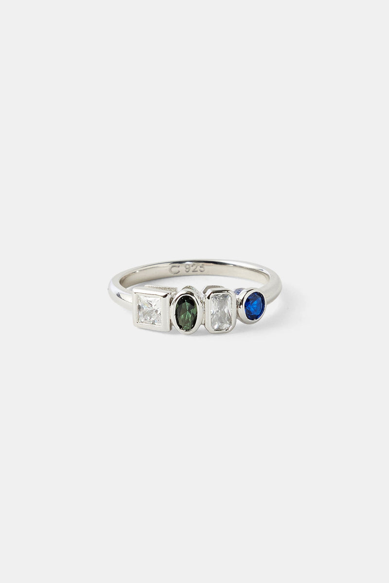 Mixed Gemstone Polished Edge Ring - 6mm