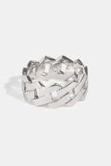 Polished Prong Cuban Ring - 10mm - White