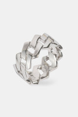 Polished Prong Cuban Ring - 10mm - White