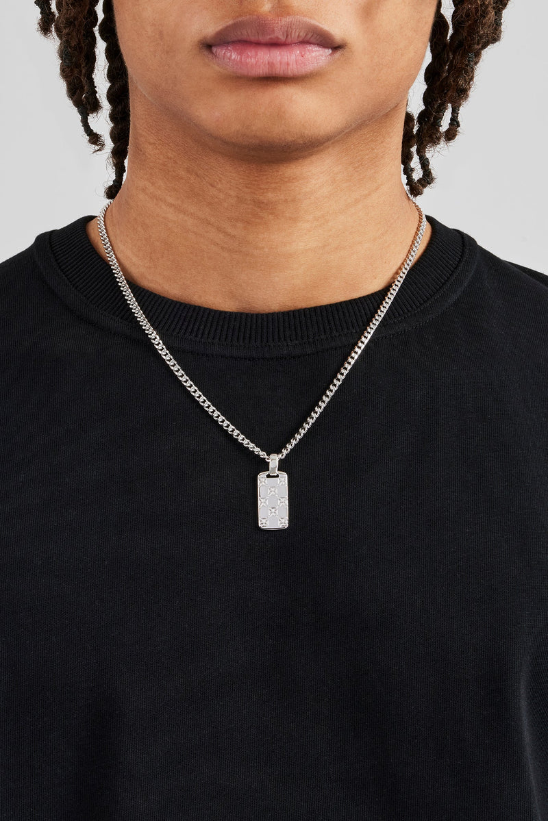 Polished Cross Outline Dog Tag Necklace - 25mm