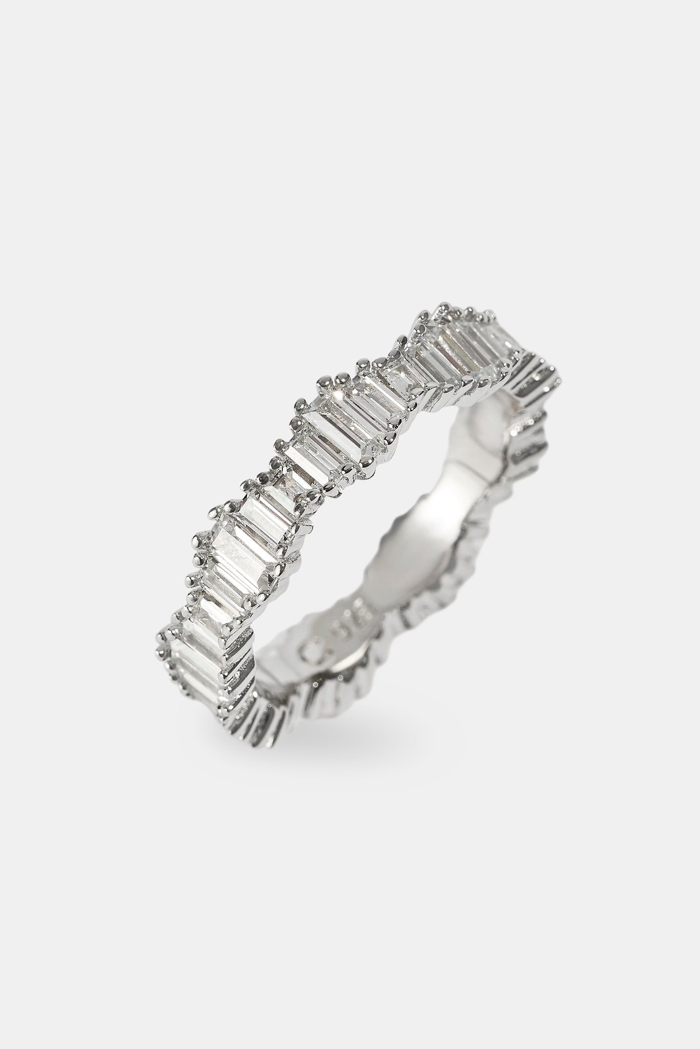 Iced Baguette Cut Ring - 5mm - White