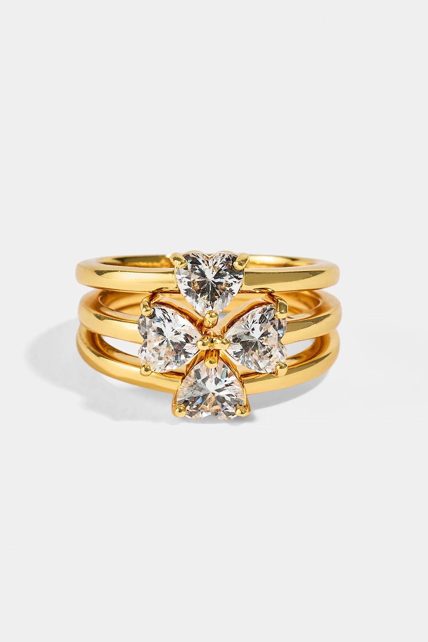 Triple Stack Motif Ring Set - 10mm - Gold