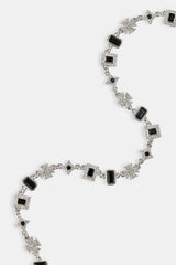 Iced Black Gemstone & Motif Chain  - 6mm - White