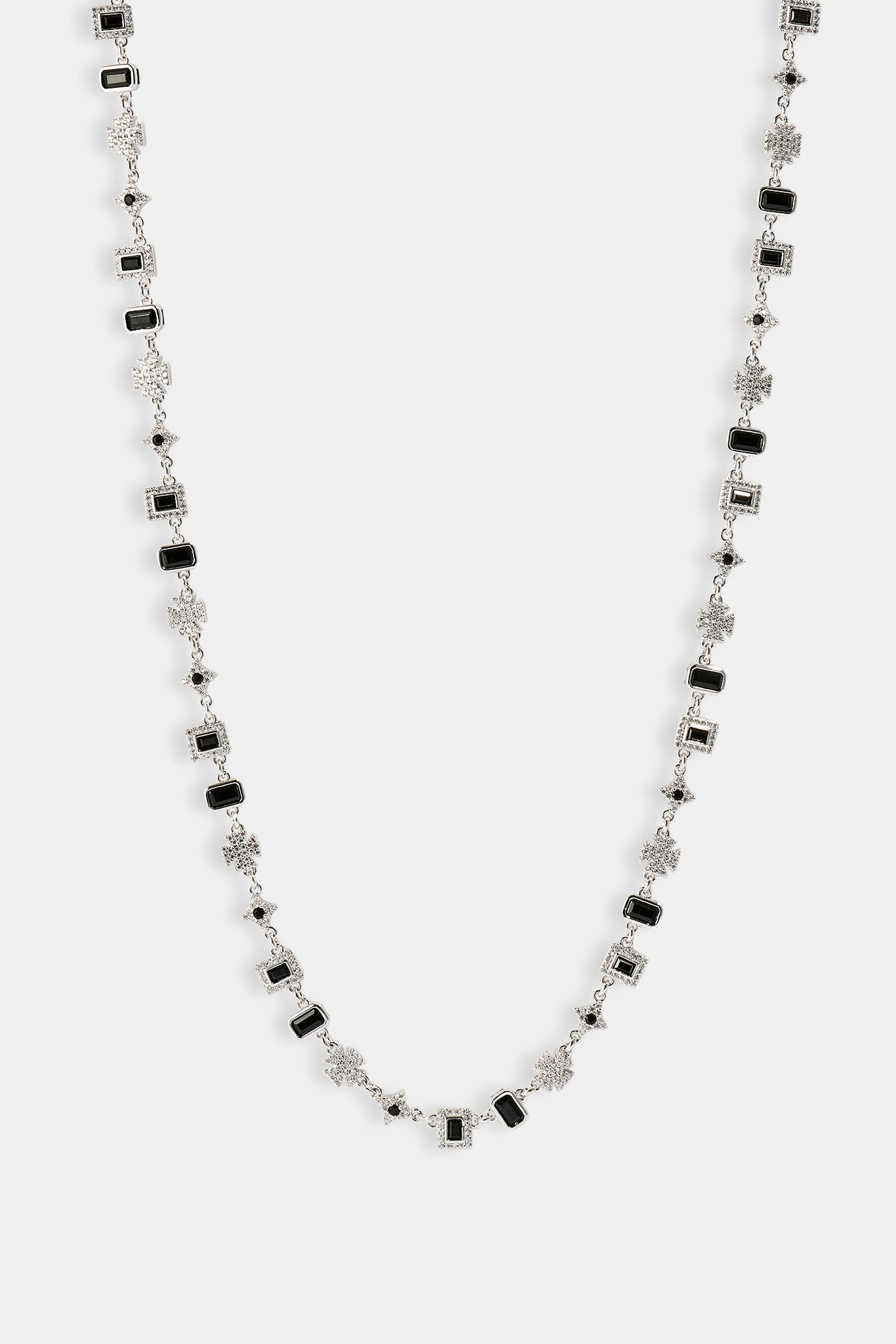Iced Black Gemstone & Motif Chain  - 6mm - White