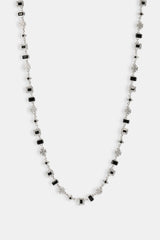 Iced Black Gemstone & Motif Chain  - 6mm - White