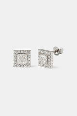 Moissanite Square Cluster Stud Earrings - 8mm