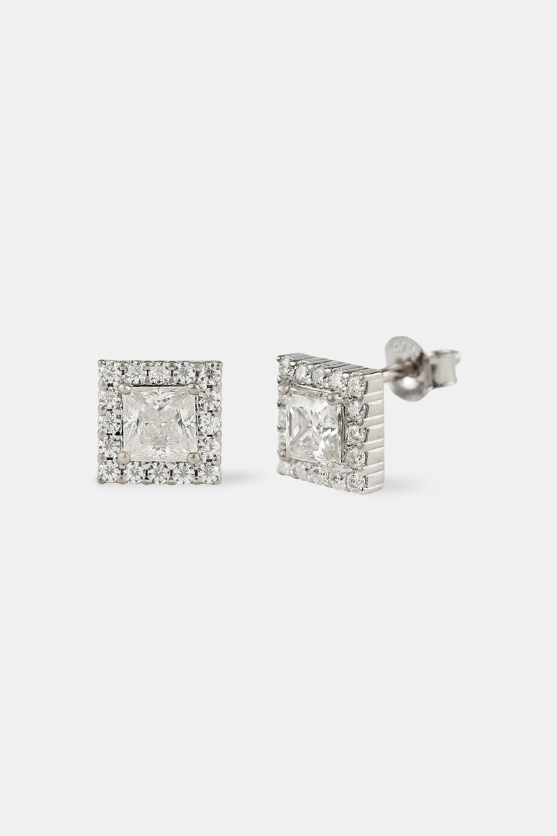 Moissanite Square Cluster Stud Earrings - 8mm