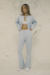 Knitted Cropped Cardigan & Flare Trouser - Baby Blue