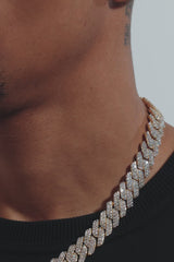 Iced Prong Cuban Chain - 14mm - Gold