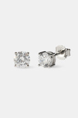 Round Cut Stud Earrings - 6mm - White