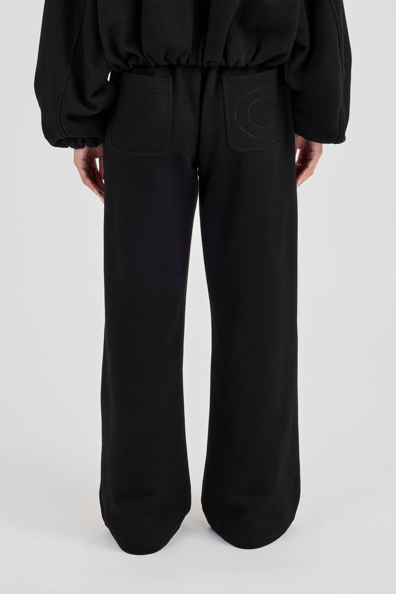 Heavyweight Jersey Wide Leg Jogger - Black