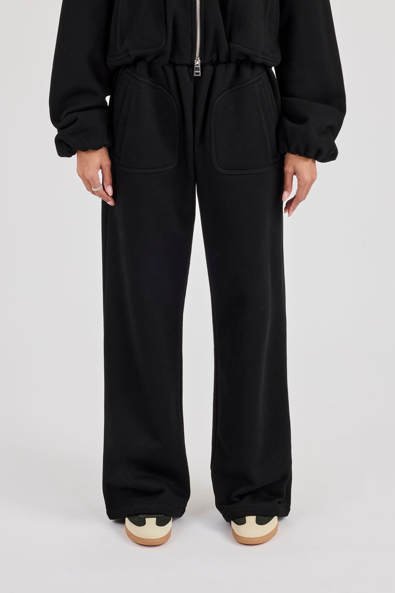 Heavyweight Jersey Wide Leg Jogger - Black