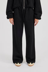 Heavyweight Jersey Wide Leg Jogger - Black