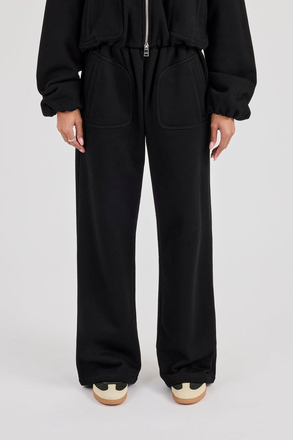 Heavyweight Jersey Wide Leg Jogger - Black