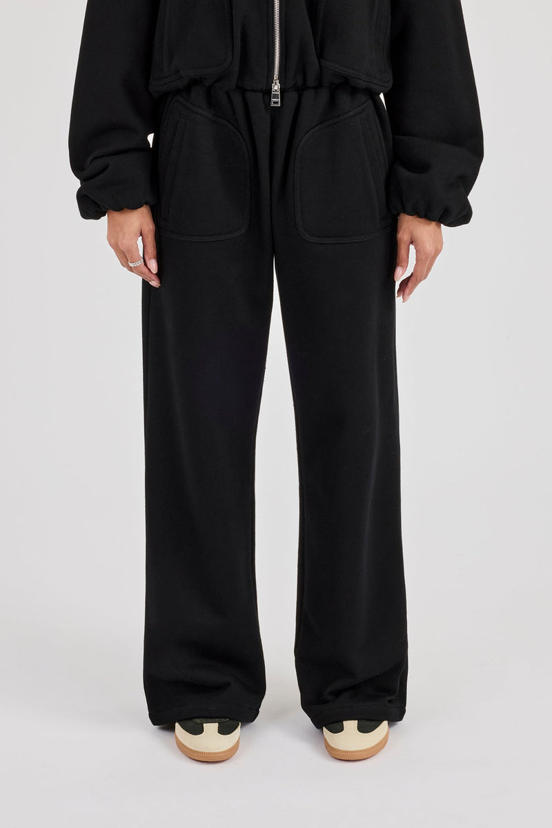 Heavyweight Jersey Wide Leg Jogger - Black