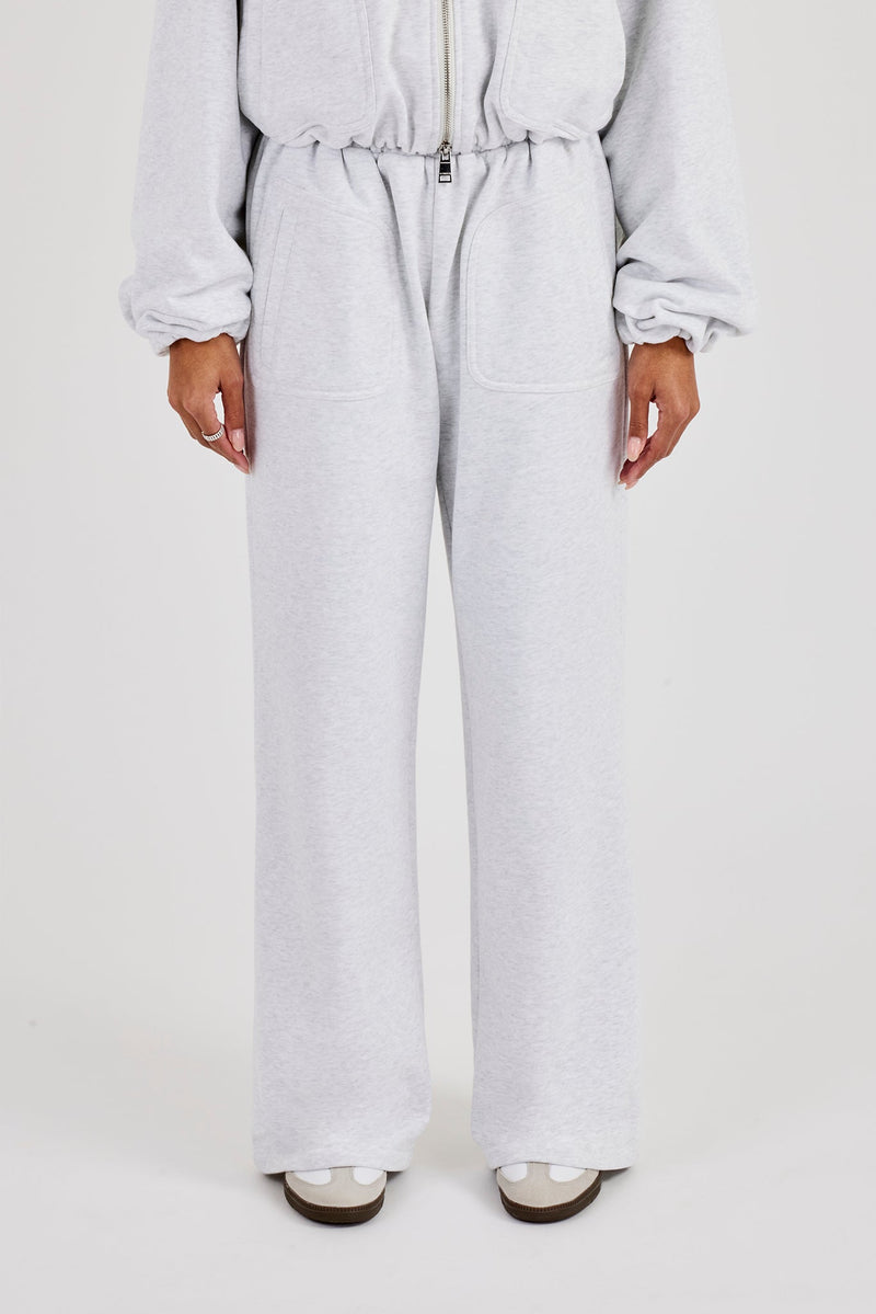 Heavyweight Jersey Wide Leg Jogger - Grey Marl