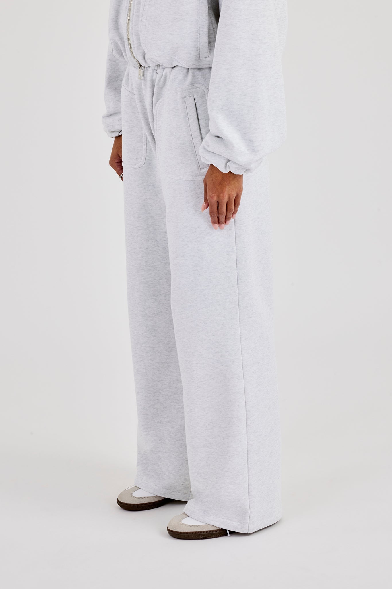 Heavyweight Jersey Wide Leg Jogger - Grey Marl