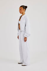 Heavyweight Jersey Collared Bomber Jacket & Wide Leg Jogger - Grey Marl