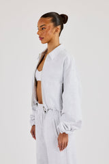 Heavyweight Jersey Collared Bomber Jacket - Grey Marl