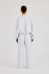 Heavyweight Jersey Collared Bomber Jacket & Wide Leg Jogger - Grey Marl