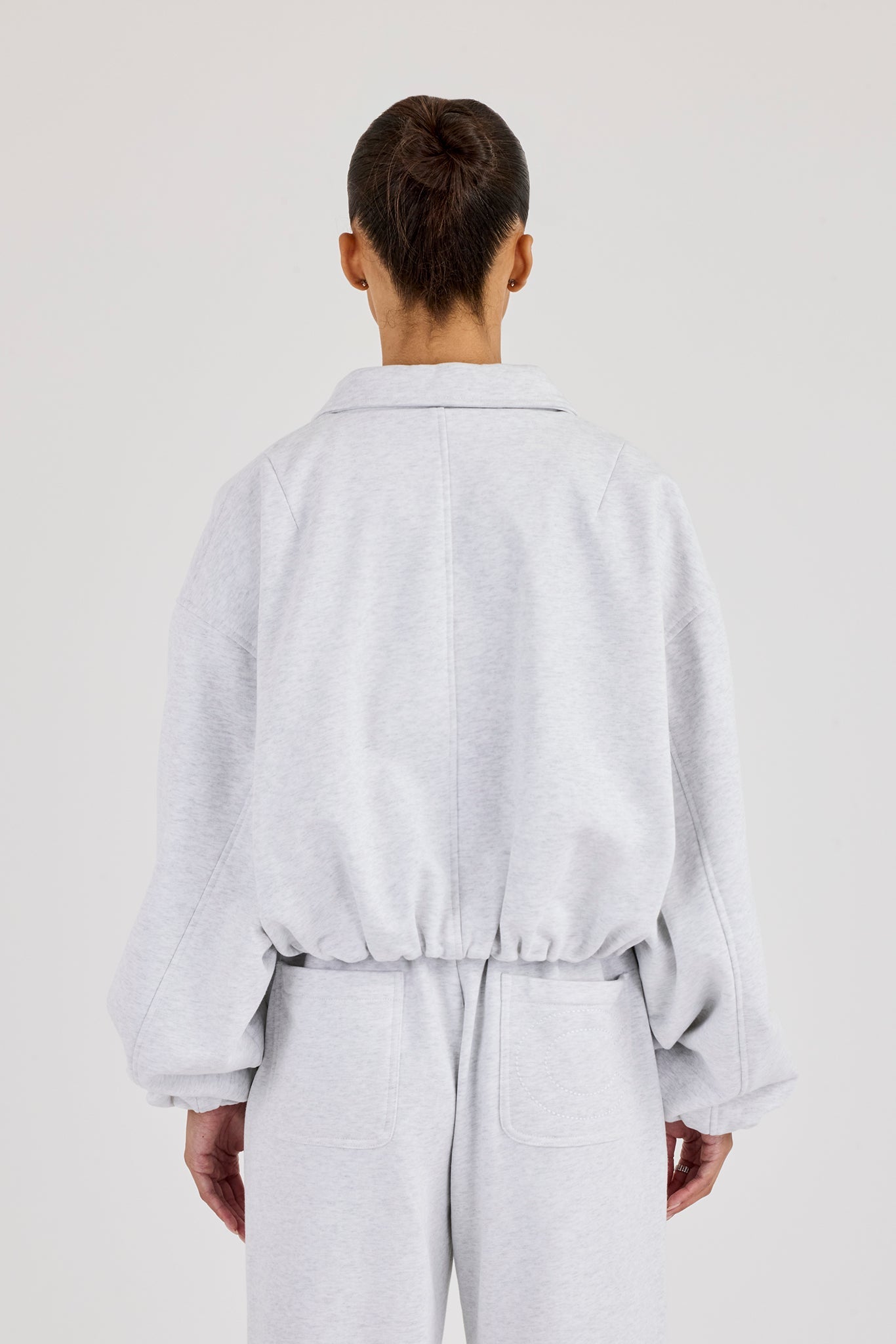 Heavyweight Jersey Collared Bomber Jacket - Grey Marl