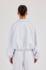 Heavyweight Jersey Collared Bomber Jacket - Grey Marl