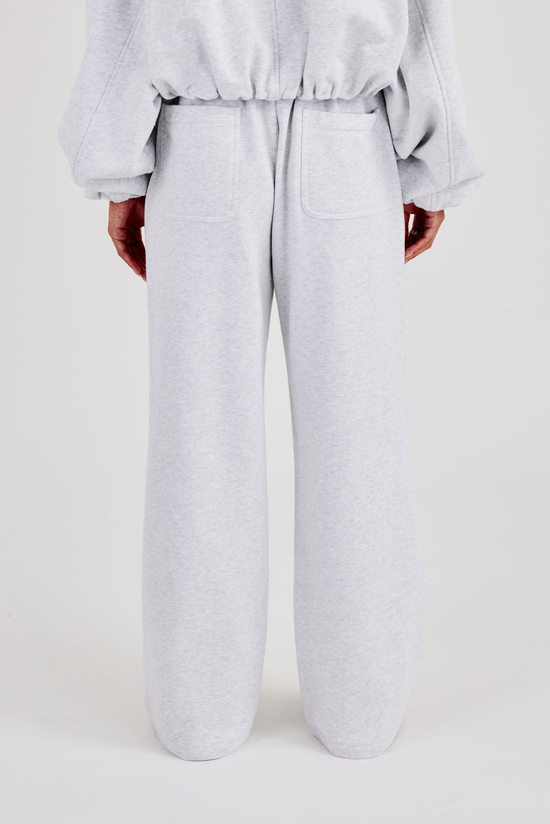 Heavyweight Jersey Wide Leg Jogger - Grey Marl
