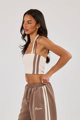 Off White Taping Double Halterneck Top & Taupe Jort