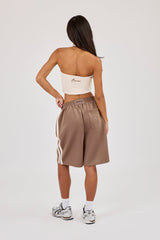Off White Taping Double Halterneck Top & Taupe Jort