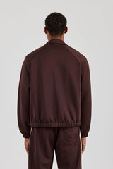 Poly Track Jacket With Side Stripes - Coffee