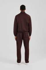 Poly Track Jacket With Side Stripes & Trouser  - Coffee