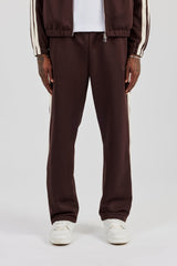 Poly Trouser With Side Stripes - Coffee