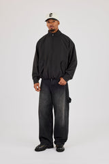 Funnel Neck Nylon Jacket - Black