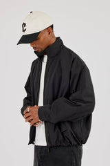 Funnel Neck Nylon Jacket - Black