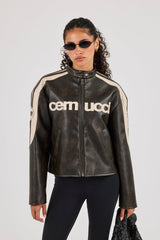 PU Cernucci Moto Jacket - Brown