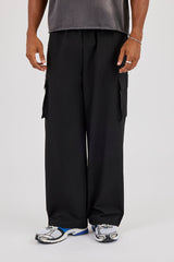 Textured Nylon Cargo Trouser - Black