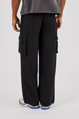 Textured Nylon Cargo Trouser - Black