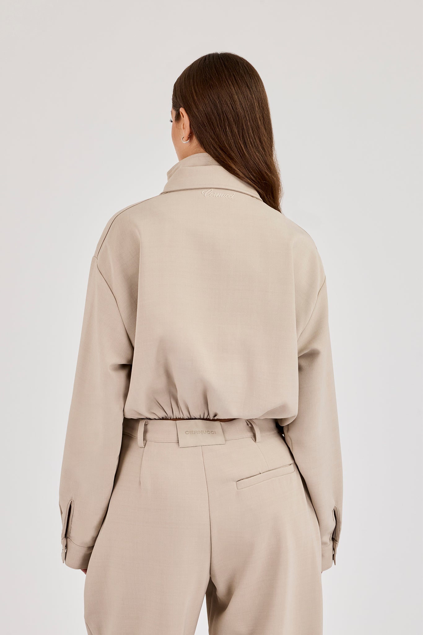 Woven Embroidered Jacket - Beige