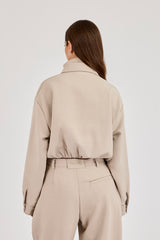 Woven Embroidered Jacket - Beige