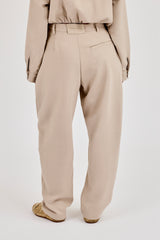 Woven Barrell Leg Trouser - Beige