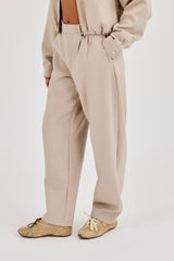 Woven Barrell Leg Trouser - Beige