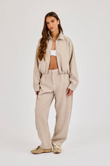 Woven Embroidered Jacket - Beige