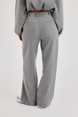 Pinstripe Wide Leg Trouser - Grey