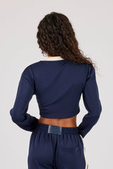 Fitted Taping Football Top - Navy Blue