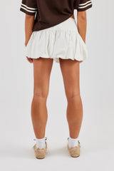 Balloon Button Detail Skirt - White